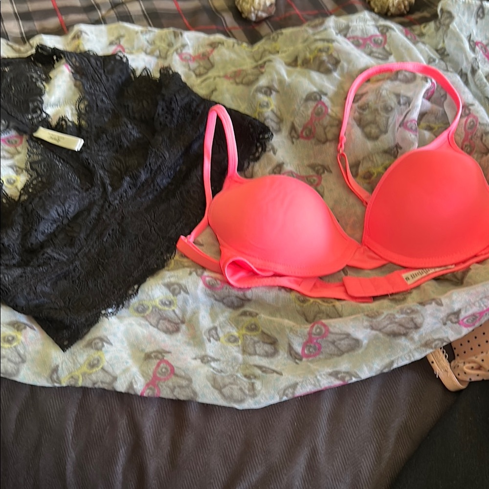 George Black and Pink Bra with Underwire Support